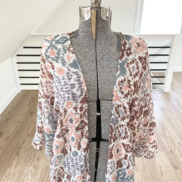 NWT Brown pink and purple tropical kimono bohemian beach coverup - Picture 7 of 7